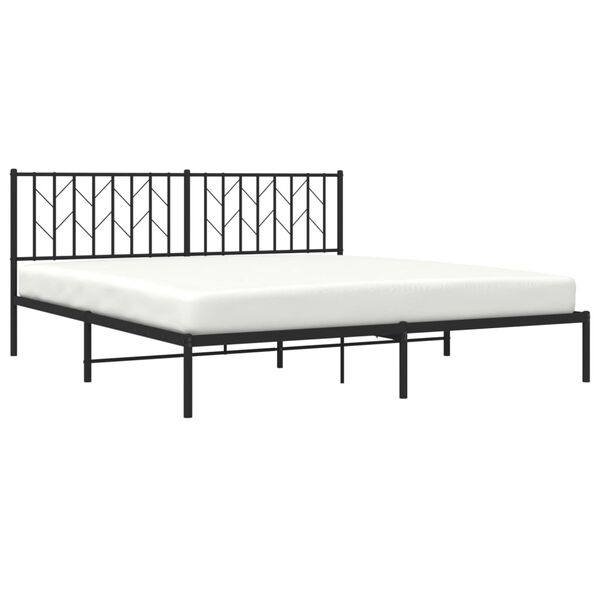 vidaXL Bed Frame Black Powder-Coated Steel Double Bed Frame
