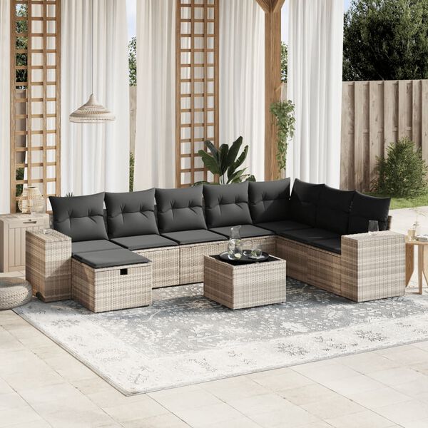 vidaXL Garden Sofa Set Light Grey