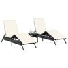 vidaXL Sun Lounger Black PE Rattan Standard Adjustable Footrests