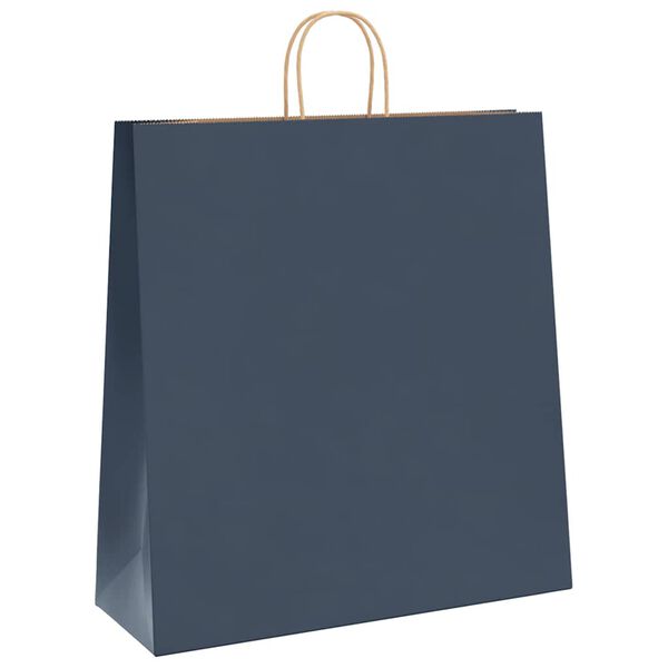 vidaXL Paper Bags 250 pcs with Handles Blue 17.7x6.7x18.9"
