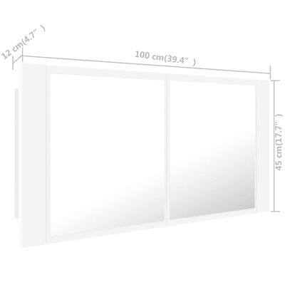 vidaXL LED Bathroom Mirror Cabinet White 39.4"x4.7"x17.7" Acrylic