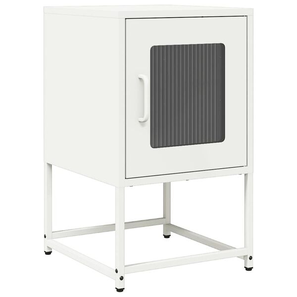 vidaXL Bedside Cabinet White Cold-rolled Steel Standard Bedside Cabinet