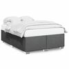 vidaXL Bed Frame Dark Gray Polyester, Plywood, Solid pine wood Queen