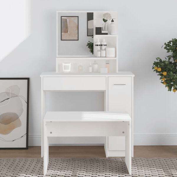 vidaXL Dressing Table White Engineered Wood Medium Dressing Table