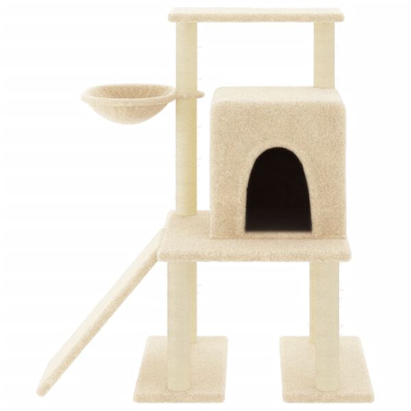 vidaXL Cat Tree Cream Engineered wood, plush, sisal Medium
