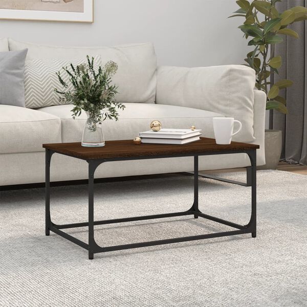 vidaXL Coffee Table Brown Oak Engineered Wood and Iron Medium