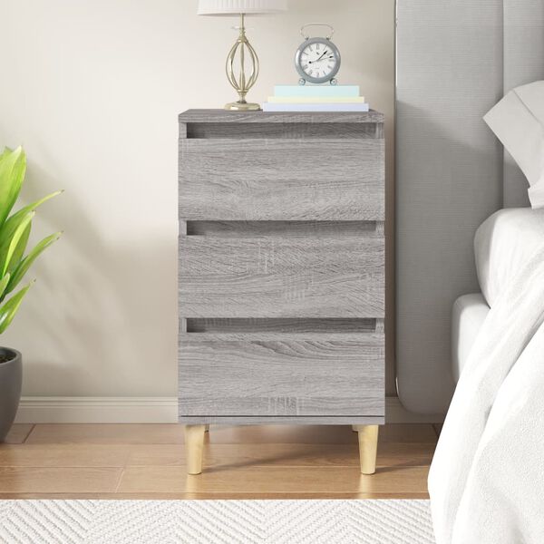 vidaXL Bedside Cabinet Grey sonoma Engineered wood Medium