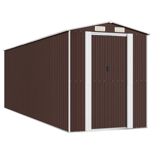 vidaXL Garden Shed Dark Brown Galvanized Steel Large Garden Shed