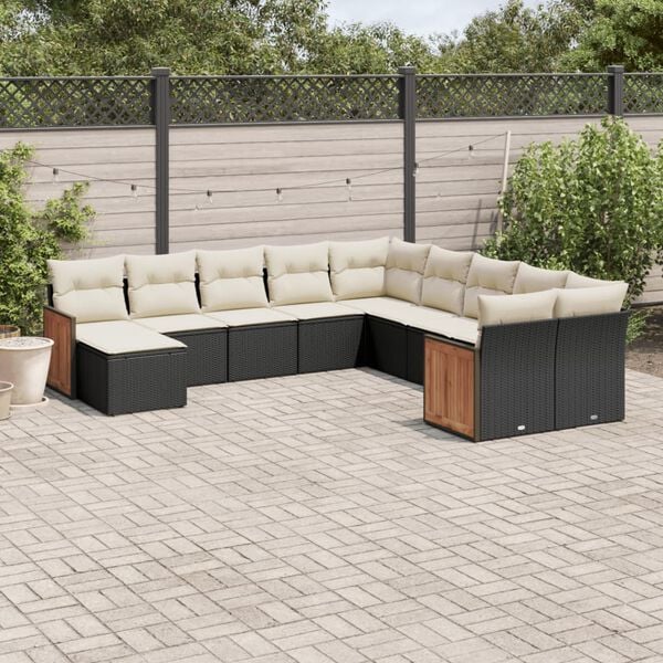 vidaXL Garden Sofa Set Black Poly Rattan Large Modular Garden Sofa Set