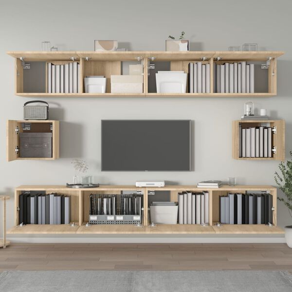 vidaXL TV Cabinet Set Set of 6 Sonoma Oak Engineered Wood Multiple Sizes