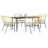vidaXL 5 Piece Patio Dining Set Brown Poly Rattan Glass
