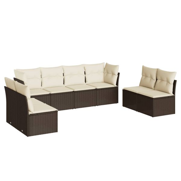 vidaXL Garden Sofa Set Brown,Cream White