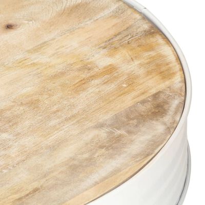 vidaXL Coffee Table White 26.8"x26.8"x14.2" Solid Mango Wood