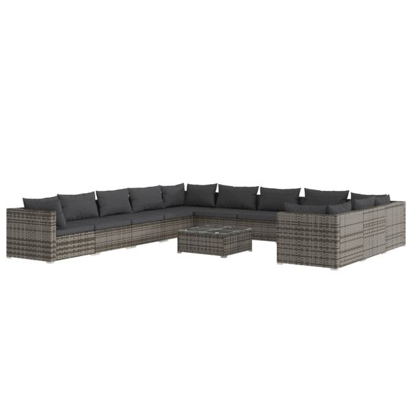 vidaXL Garden Lounge Set Gray, Anthracite PE rattan Large Modular