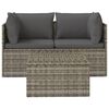 vidaXL Garden Lounge Set Grey PE Rattan, PVC, Polyester, Powder-Coated Steel
