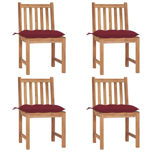 vidaXL Patio Chair Set of 4 Warm Teak Solid Teak Wood Standard Durable