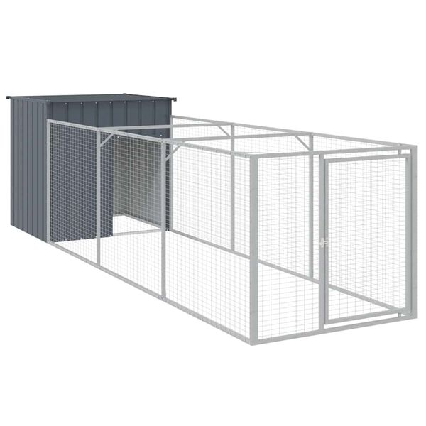 vidaXL Dog House Anthracite Galvanized Steel 43.3 x 159.4 x 43.3 in