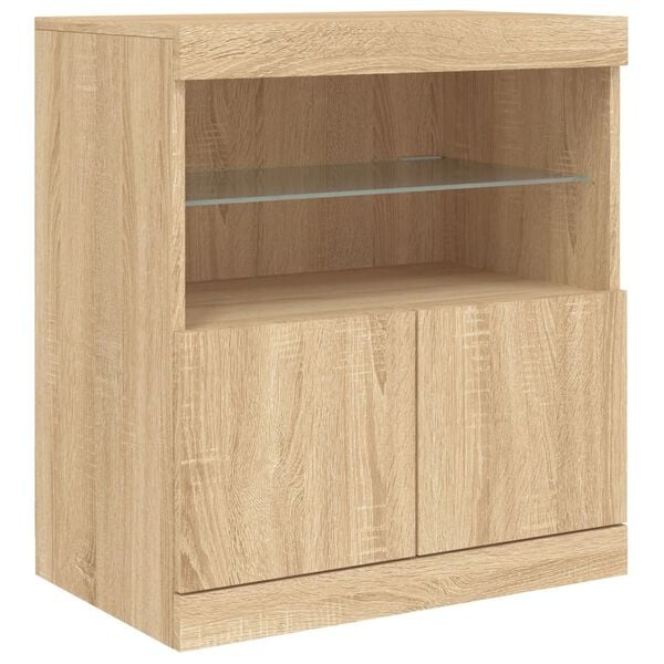 vidaXL Sideboard Sonoma Oak Engineered Wood, Glass Medium Sideboard
