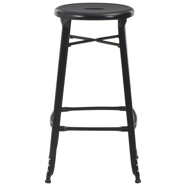 vidaXL Bar Stool Set of 2 Black Powder-coated steel Standard Durable