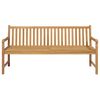 vidaXL Patio Bench with Cream White Cushion 68.9" Solid Teak Wood