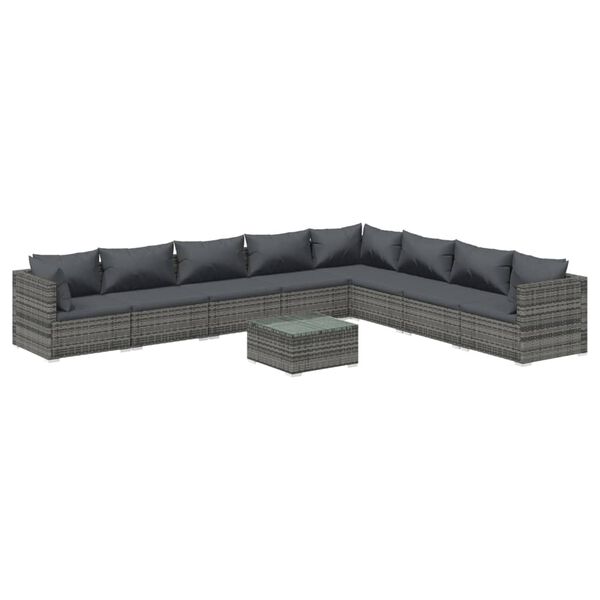 vidaXL Garden Lounge Set Grey PE rattan Large Modular