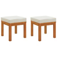 vidaXL Patio Stools with Cushions 2 pcs 15.7"x15.7"x16.5" Solid Wood Acacia