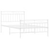 vidaXL Bed Frame White Steel Twin Bed Frame Rectangular Modern