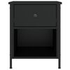 vidaXL Bedside Cabinet Black Engineered Wood, Iron 15.7 x 16.5 x 19.7 in