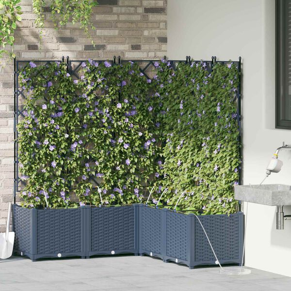 vidaXL Garden Planter 3 pcs Grey 47.24 x 15.75 x 56.30 in Steel