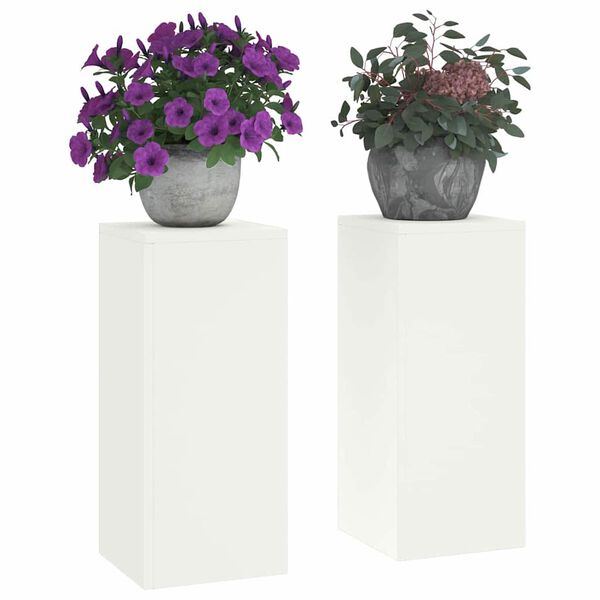 vidaXL Plant Stand 2 pcs White 9.45 x 9.45 x 21.65 in Steel