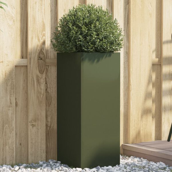 vidaXL Planter Olive Green Cold-rolled steel Medium Durable Planter