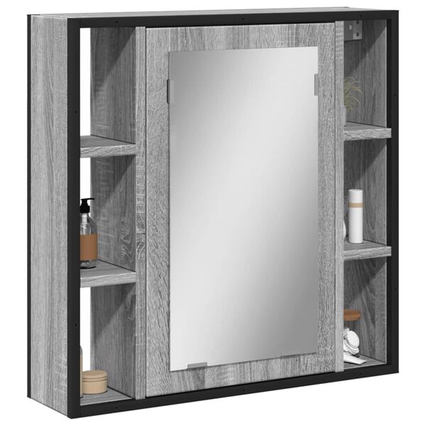 vidaXL Bathroom Mirror Cabinet Gray Sonoma Engineered wood