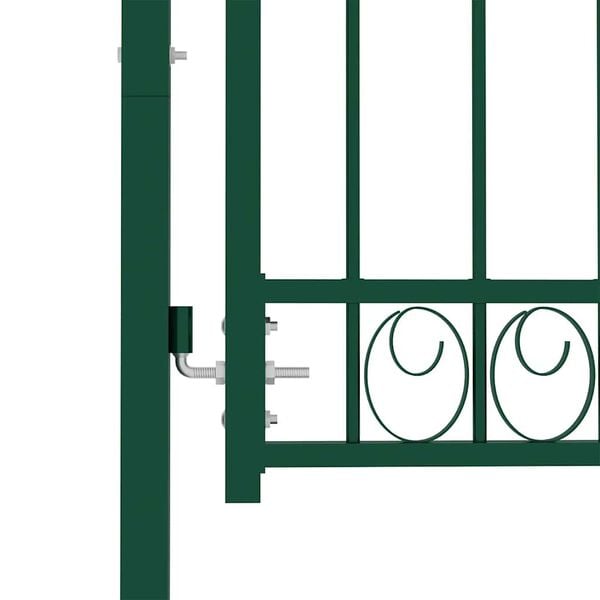 vidaXL Fence Gate with Arched Top Steel 39.4x33.9" Green