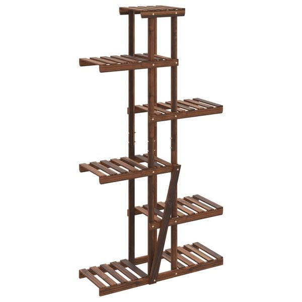 vidaXL Flower Stand Carbonized brown Carbonized solid fir wood Tall