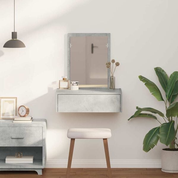 vidaXL Dressing Table Grey 23.62 x 15.75 x 27.56 in Engineered Wood