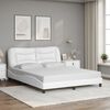vidaXL Bed Frame with LED without Mattress "Hvar" White 59.8"x79.9"