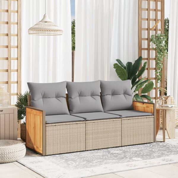 vidaXL Garden Sofa Set Beige PE rattan 3-piece set Modular
