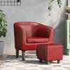 vidaXL Tub Chair with Footstool Wine Red Faux Leather