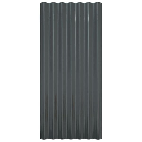 vidaXL Roof Panels 12 pcs Galvanized Steel Anthracite 31.5"x14.2"
