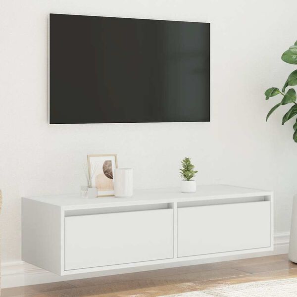 vidaXL TV Cabinet White Engineered Wood 39.4 in x 14.0 in x 9.8 in