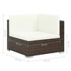 vidaXL Rattan Sofa Set Brown rattan, Cream white cushion