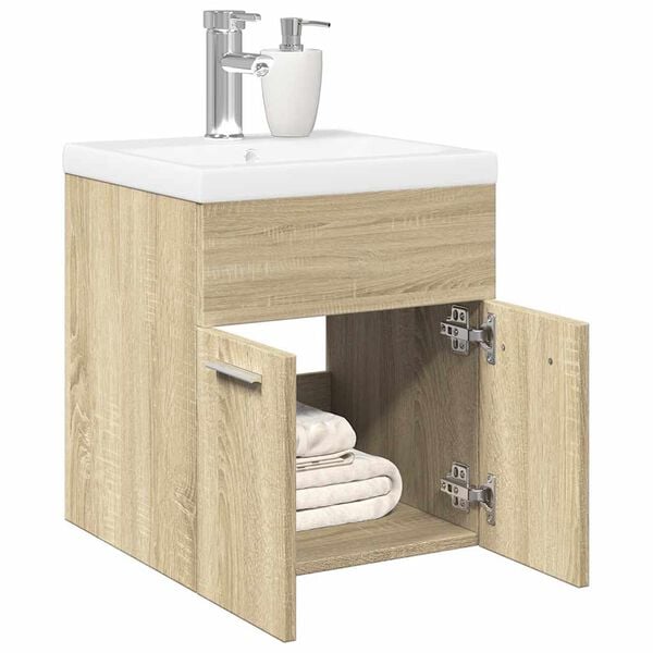 vidaXL Bathroom Furniture Set Sonoma Oak Engineered wood Medium