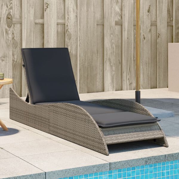 vidaXL Sun Lounger Grey PE rattan 23.6 x 80.7 x 28.7 in