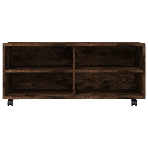 vidaXL TV Unit with Wheels Smoked Oak Engineered Wood 35.4x13.8x13.8 in