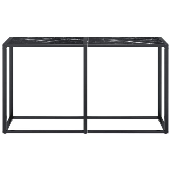 vidaXL Console Table Black marble Tempered glass 55.1 x 13.8 x 29.7 in