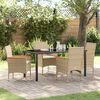 vidaXL Garden Dining Set with Cushion 5 pcs Beige Poly Rattan
