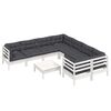 vidaXL Garden Lounge Set White, Anthracite Solid Pinewood, 100% Polyester