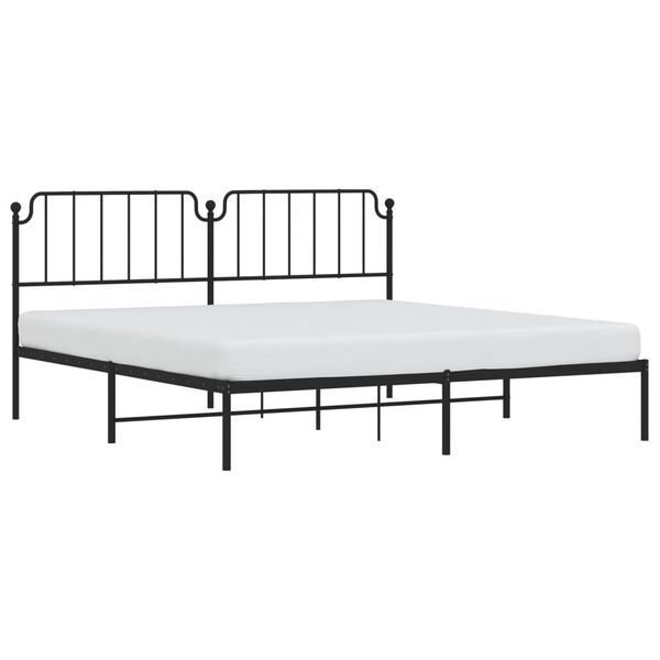 vidaXL Bed Frame Black Powder-Coated Steel Double Bed Frame
