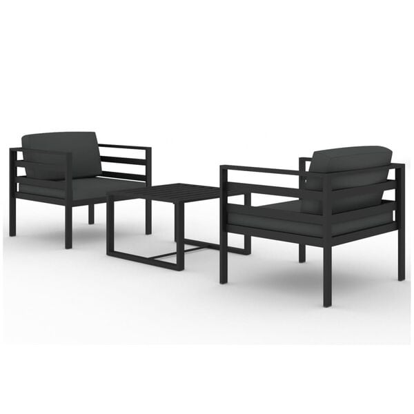 vidaXL Garden Lounge Set Anthracite Aluminum 3 Piece Set Modular