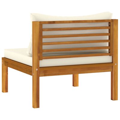 vidaXL 3 Piece Patio Lounge Set with Cream Cushion Solid Acacia Wood